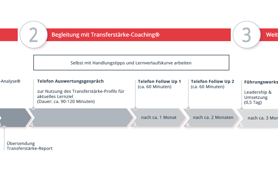 Schaubild zum Ablauf des Transferstärke-Coachings zur Change-Unterstützung | Transferstärke® - Prof. Dr. Axel Koch